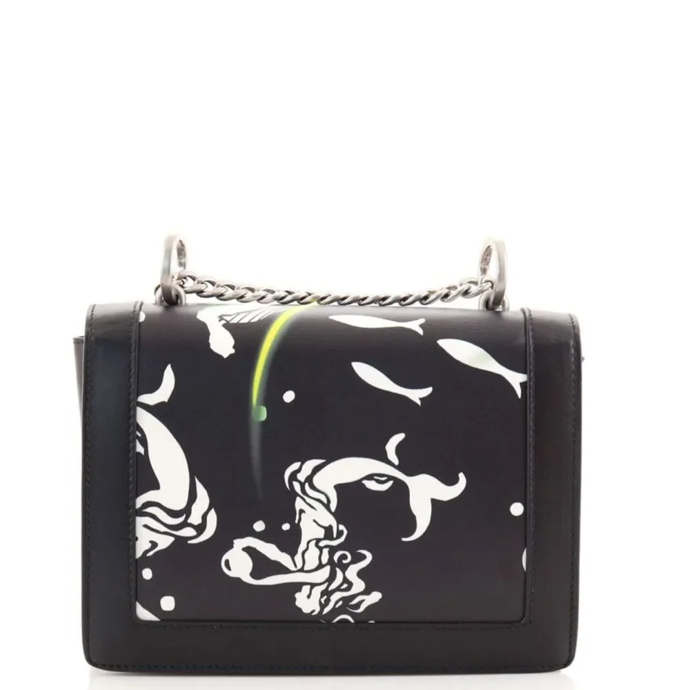 Prada Severine Chain Shoulder Bag Printed Leather Black, Print, Multicolor - Picture 4 of 10